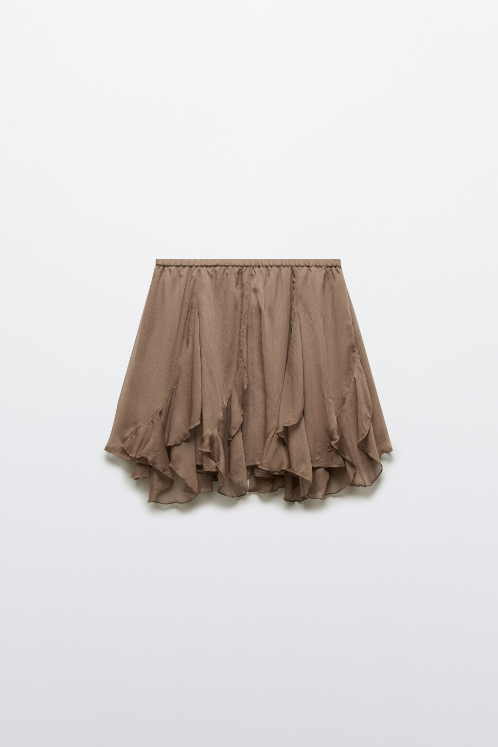 Юбка мини на резинке с воланами - цвет коричневый - 8