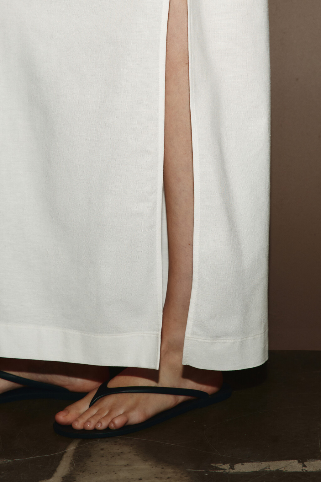 Юбка прямая макси хлопковая с разрезом - цвет белый - 6