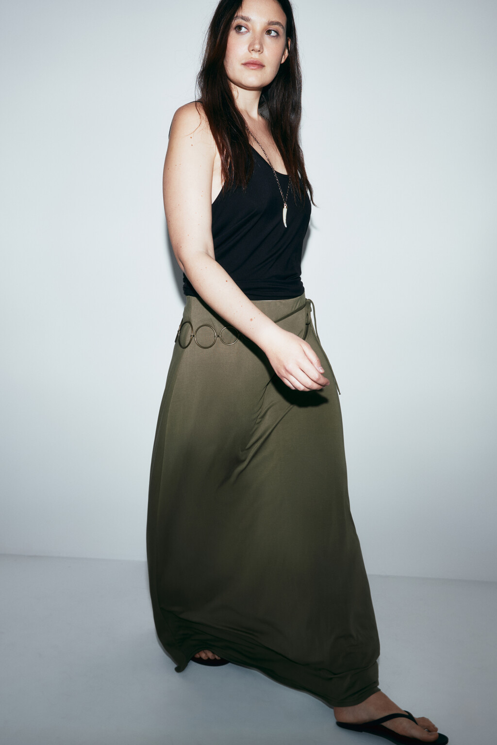 Юбка-годе из модала со средней посадкой - цвет зеленый - 1