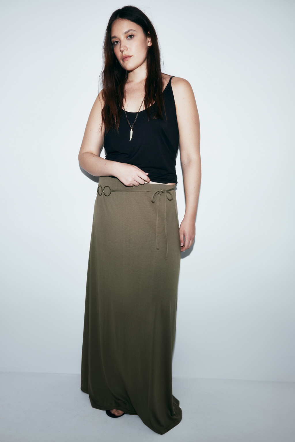 Юбка-годе из модала со средней посадкой - цвет зеленый - 2