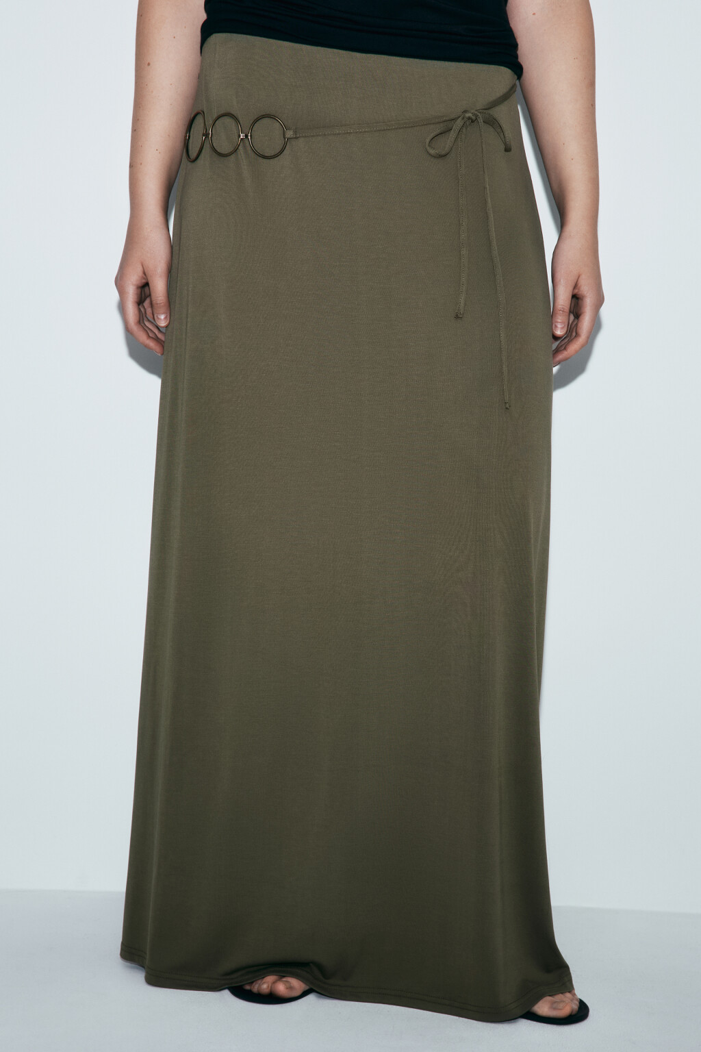 Юбка-годе из модала со средней посадкой - цвет зеленый - 3