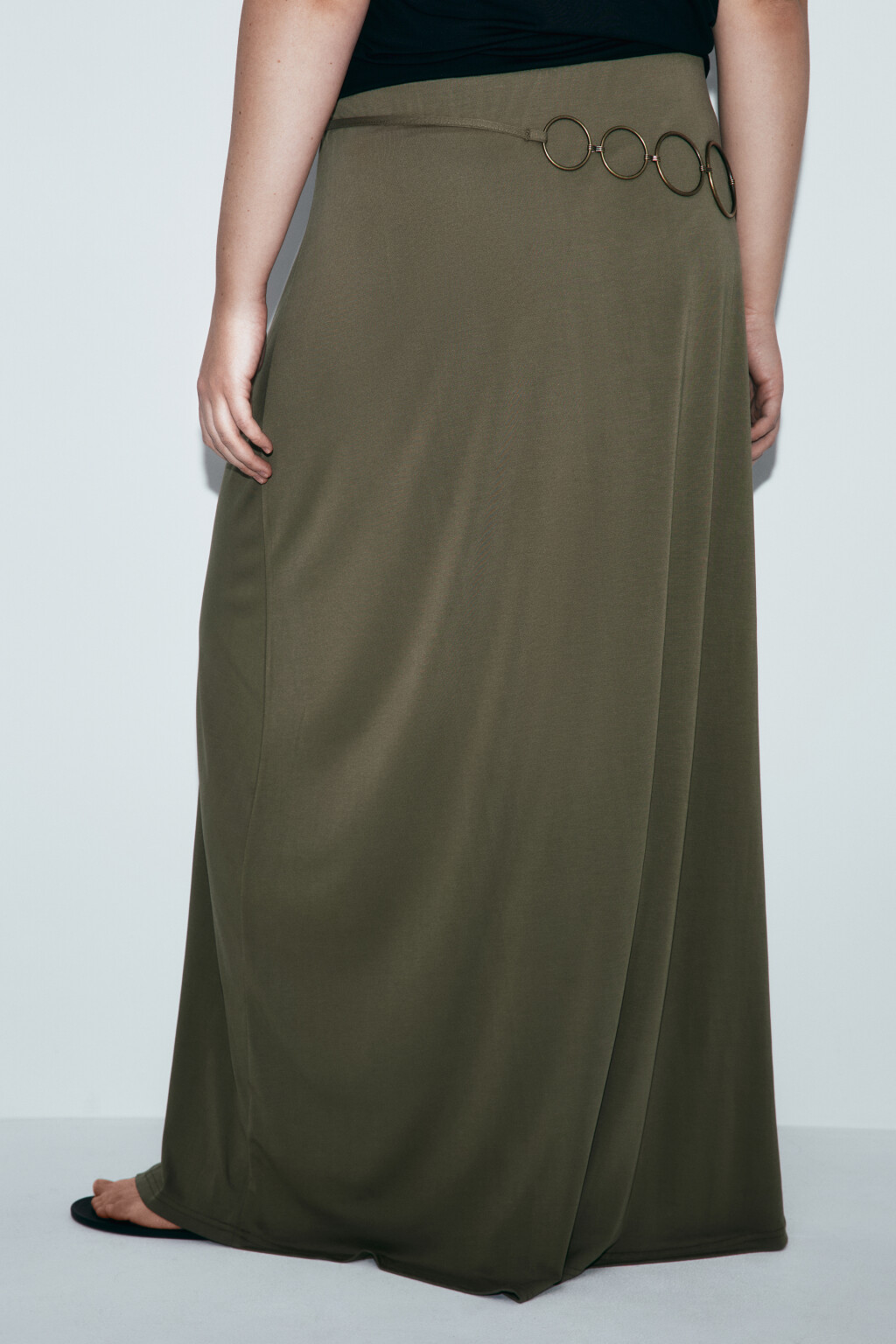 Юбка-годе из модала со средней посадкой - цвет зеленый - 4
