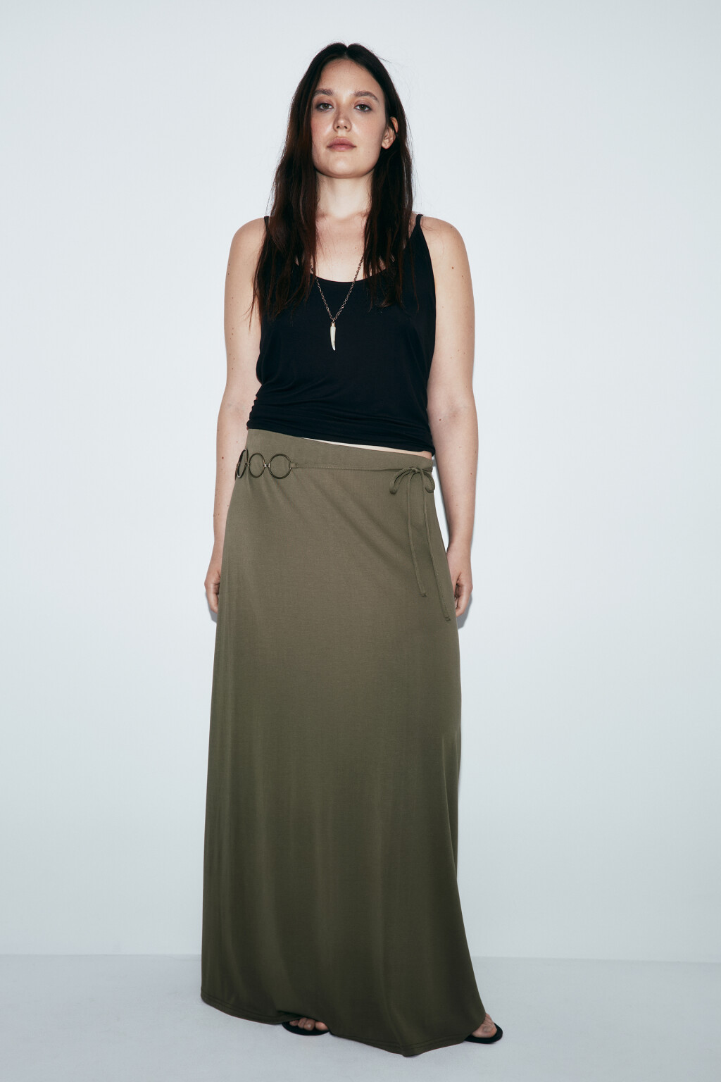 Юбка-годе из модала со средней посадкой - цвет зеленый - 5