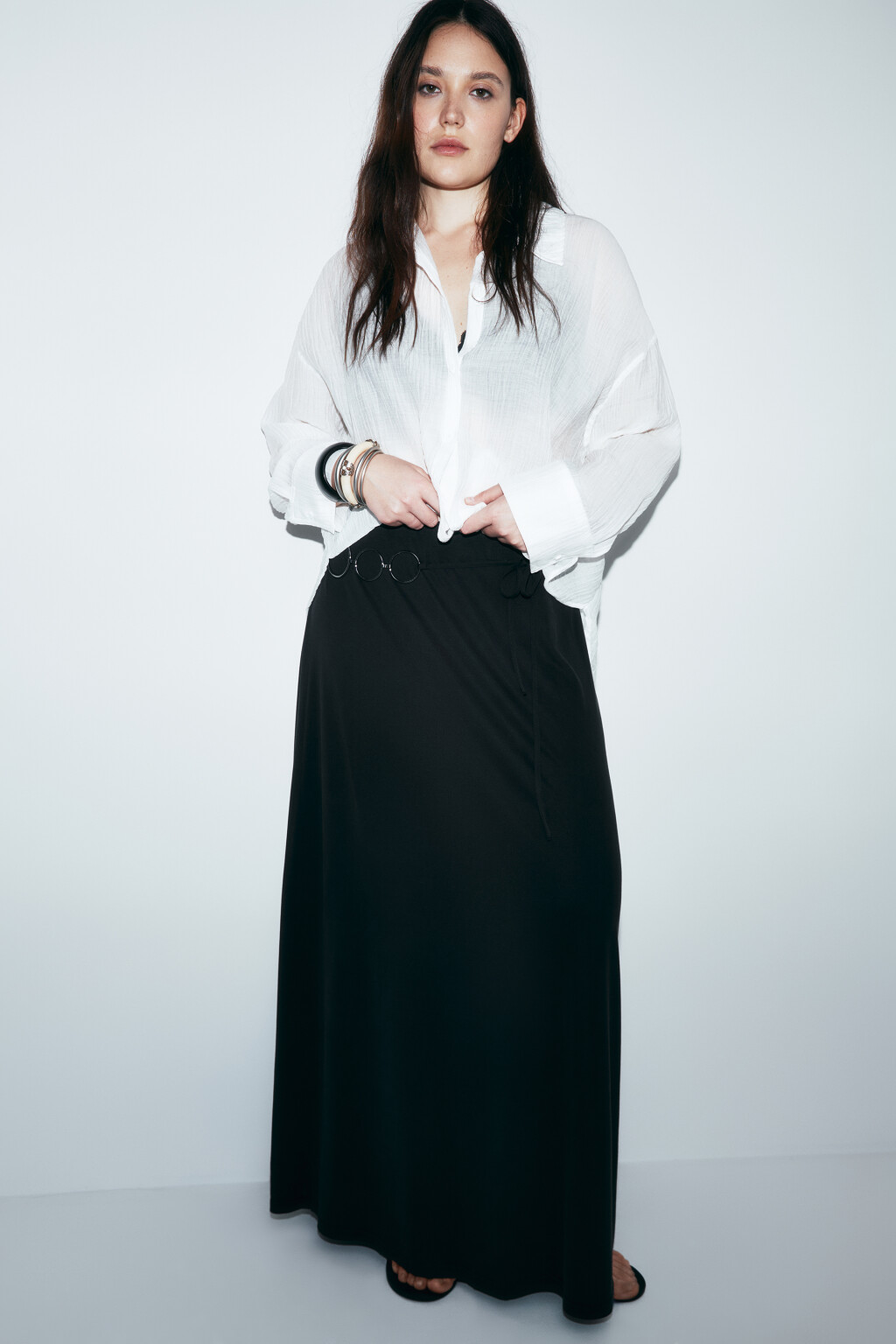 Юбка-годе из модала со средней посадкой - цвет черный - 1