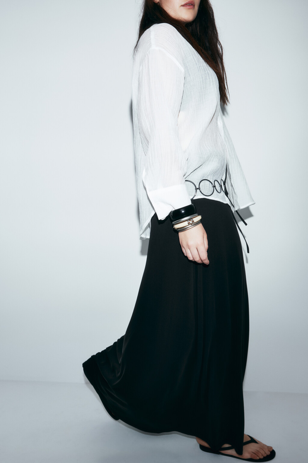 Юбка-годе из модала со средней посадкой - цвет черный - 2