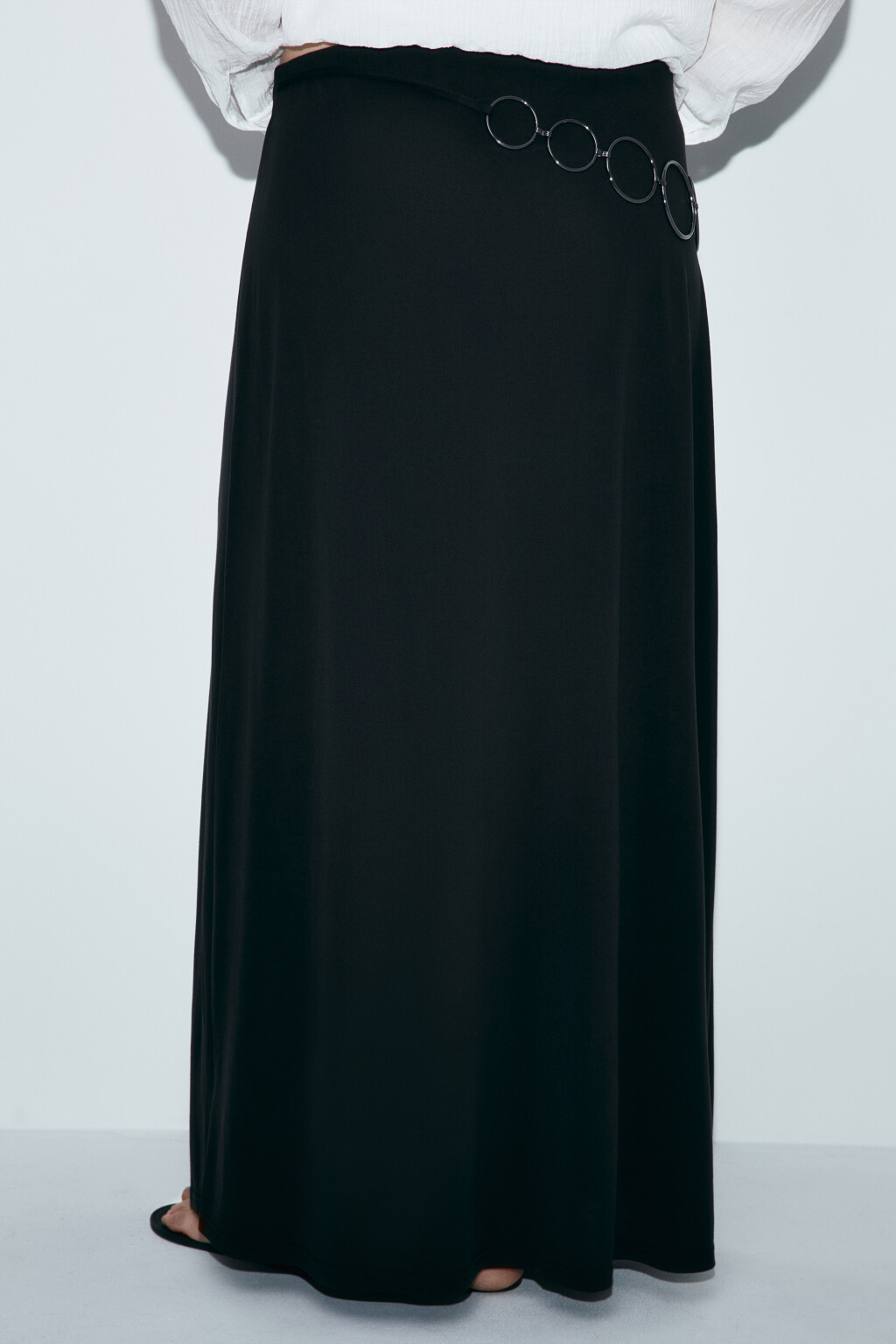 Юбка-годе из модала со средней посадкой - цвет черный - 4