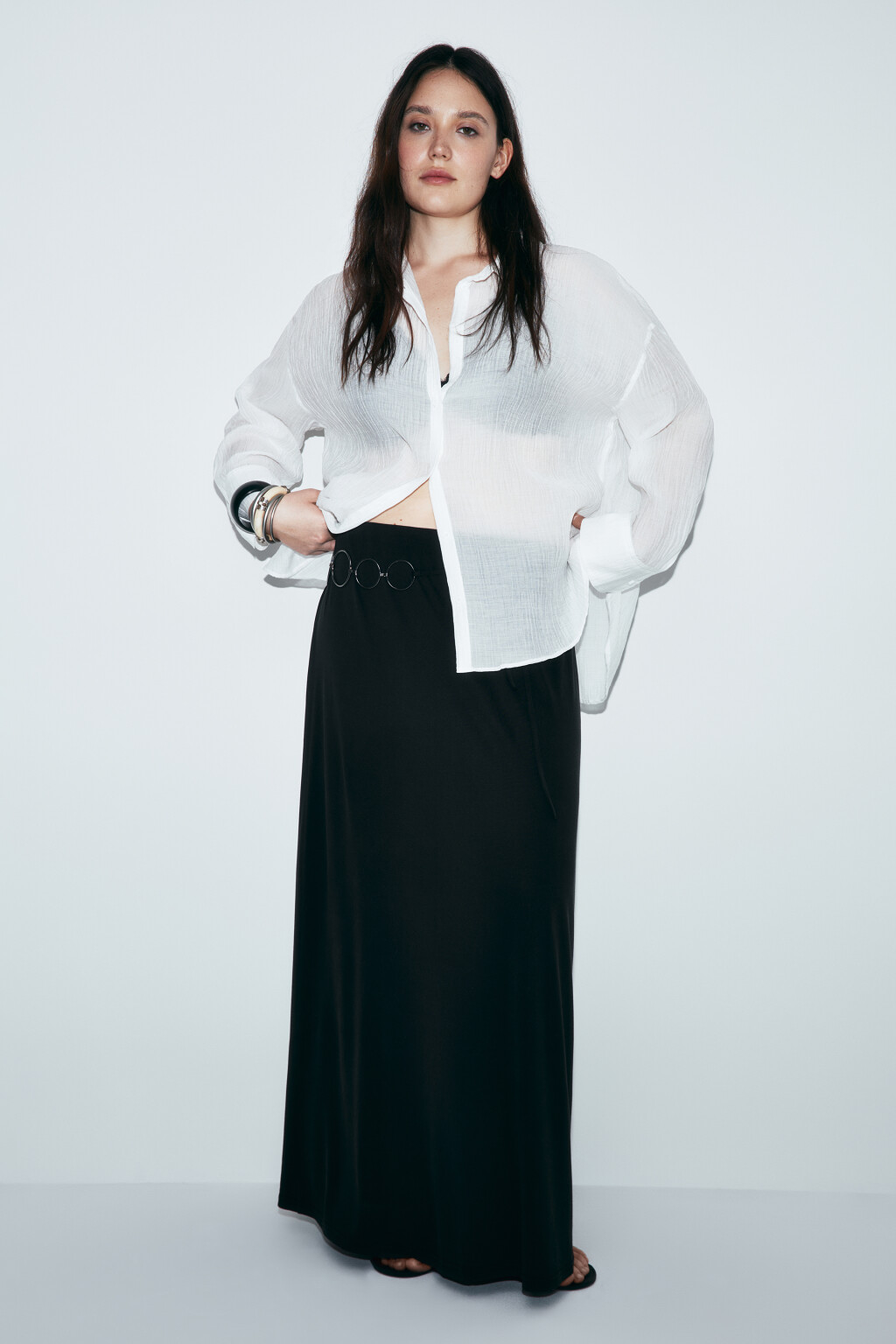 Юбка-годе из модала со средней посадкой - цвет черный - 5