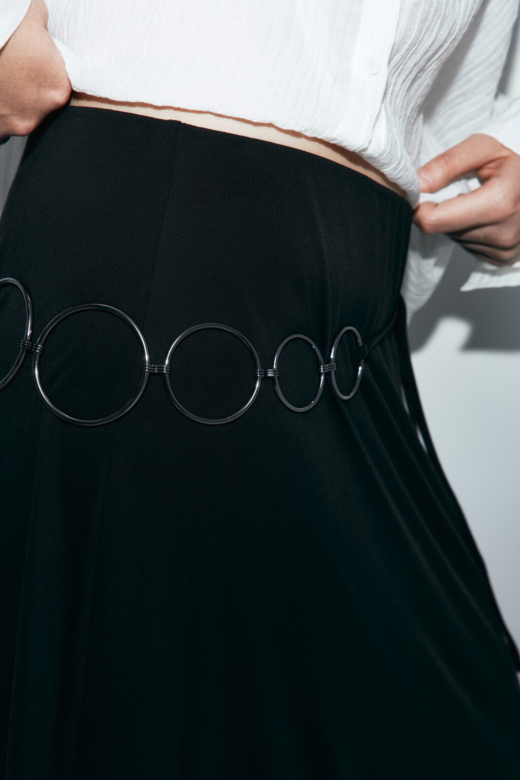 Юбка-годе из модала со средней посадкой - цвет черный - 7