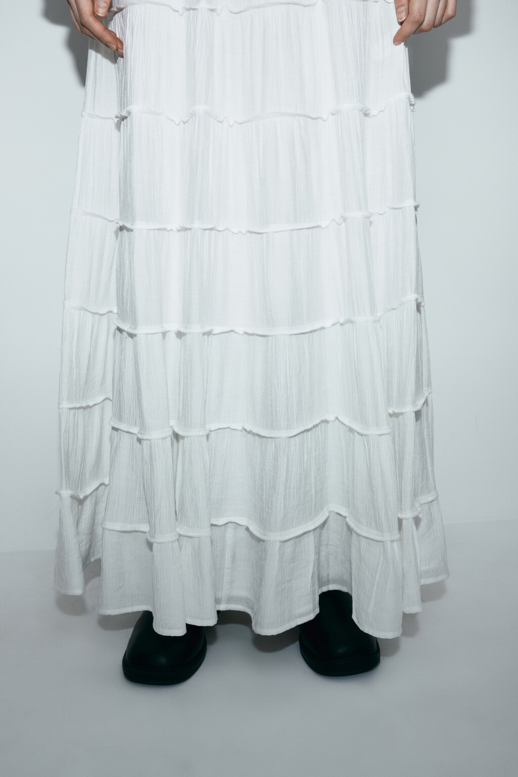 Юбка макси многоярусная пышная - цвет белый - 7