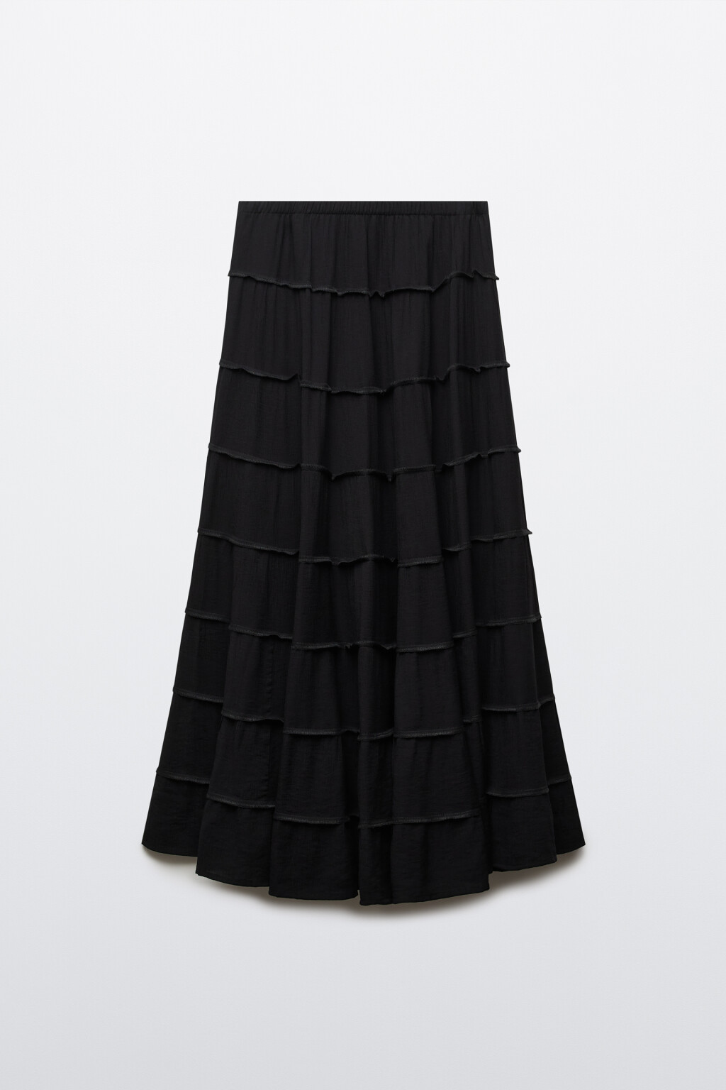 Юбка макси многоярусная пышная - цвет черный - 8