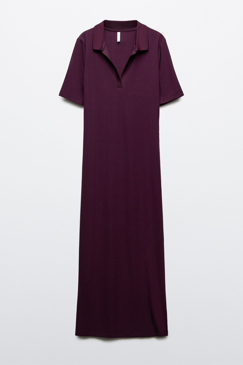 Платье-поло макси в рубчик - цвет красный - 1