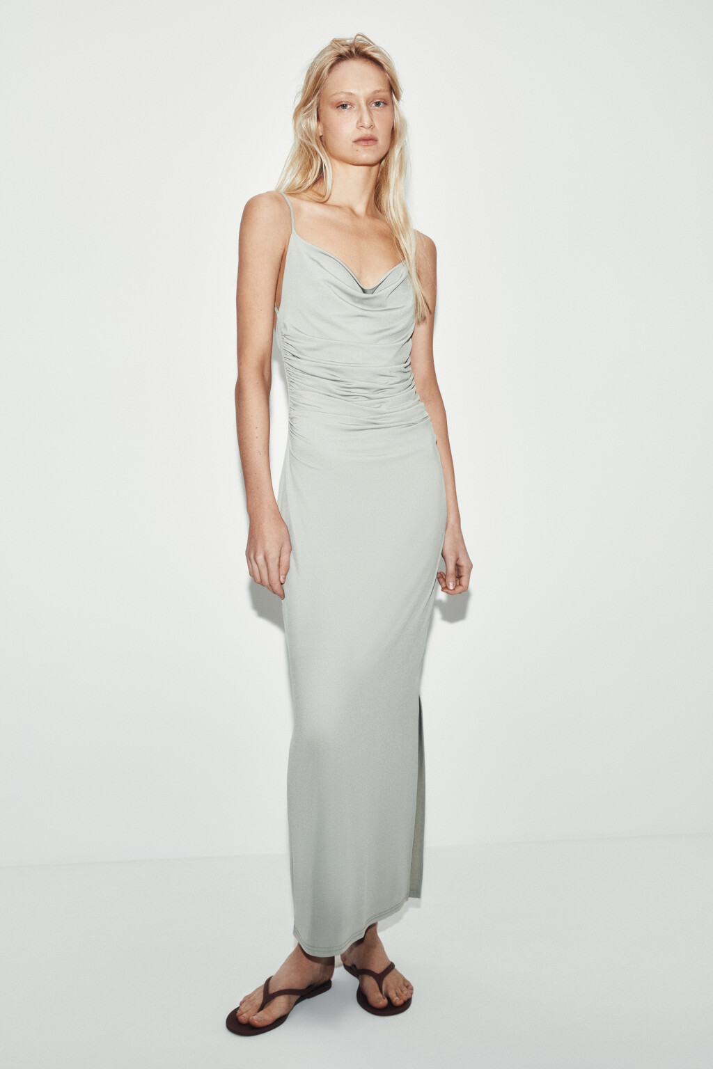 Платье-комбинация макси - цвет зеленый - 3