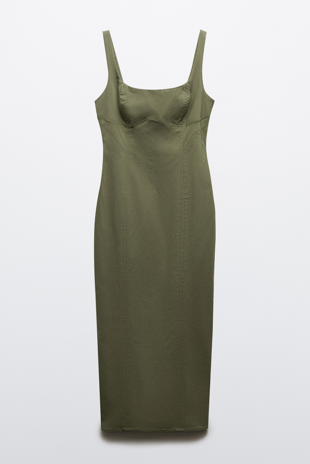Платье-футляр миди на бретелях - цвет зеленый - 6