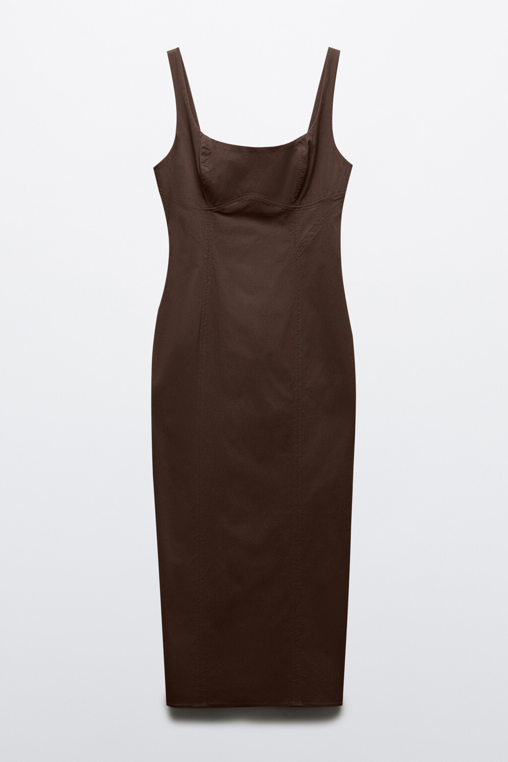 Платье-футляр миди на бретелях - цвет коричневый - 6