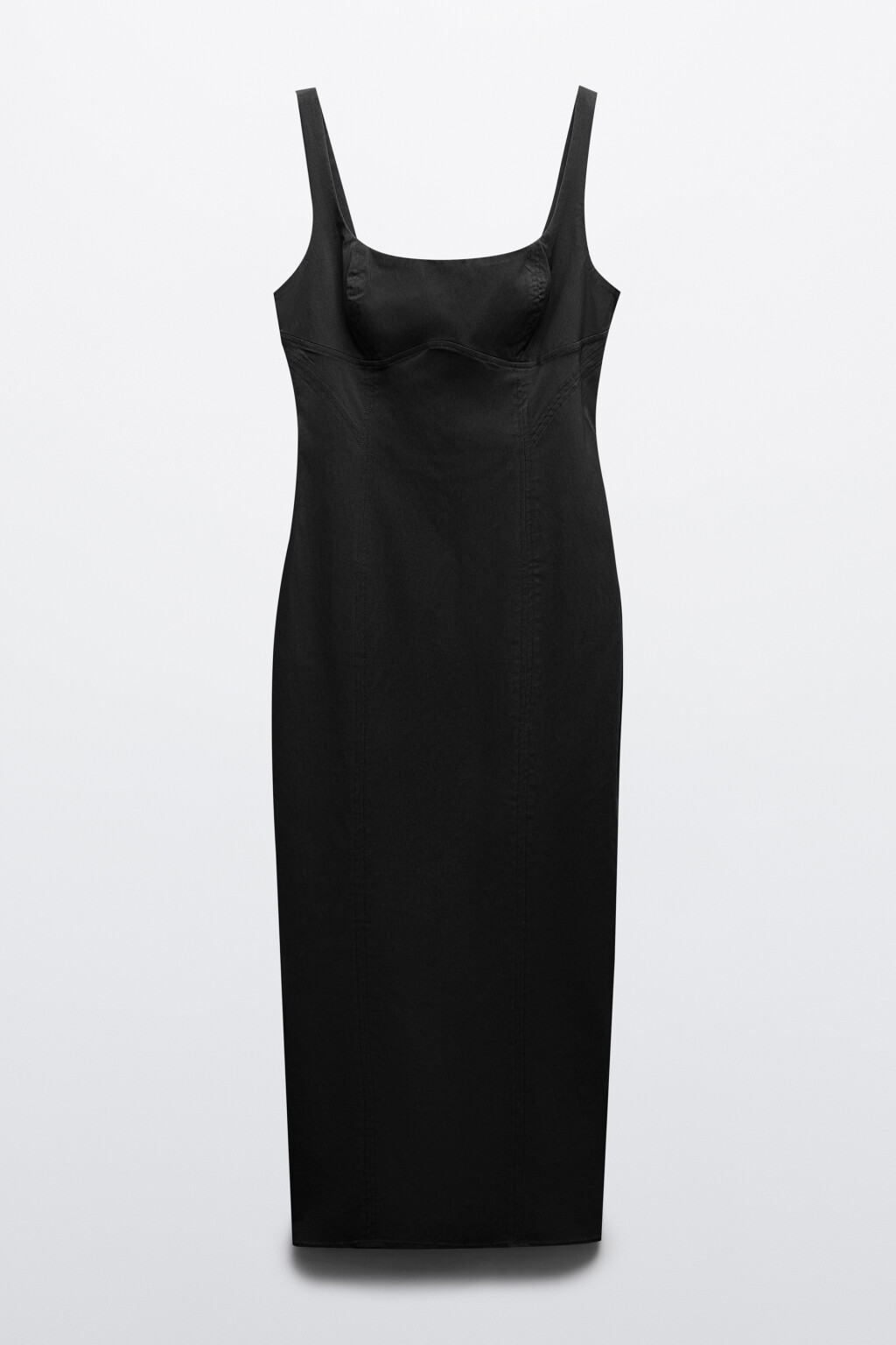 Платье-футляр миди на бретелях - цвет черный - 6