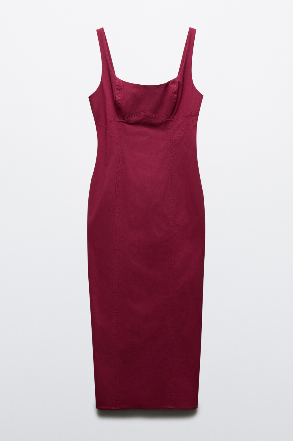 Платье-футляр миди на бретелях - цвет красный - 6