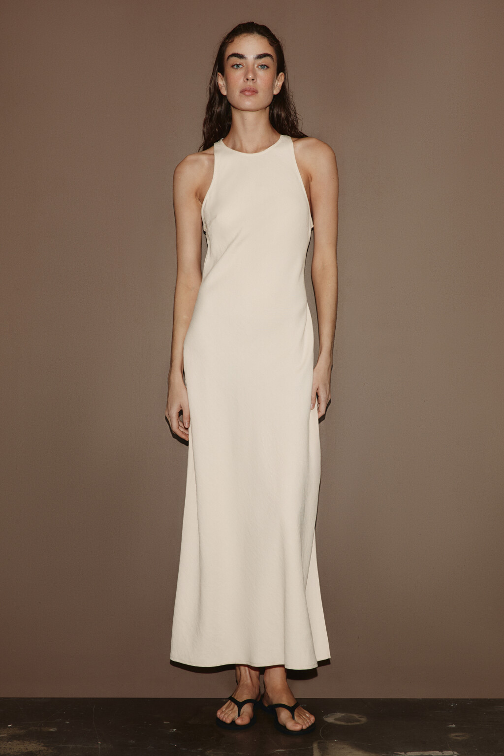 Платье-майка макси вискозное - цвет ванильный - 2