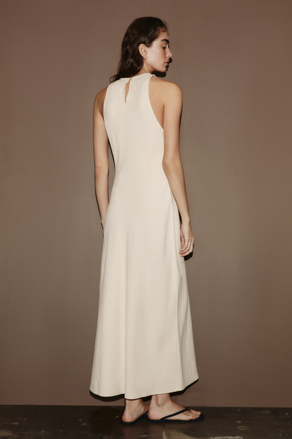 Платье-майка макси вискозное - цвет ванильный - 3