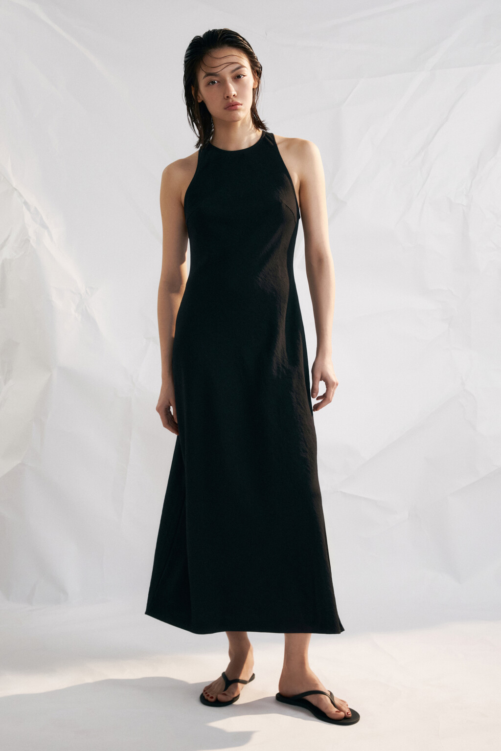 Платье-майка макси вискозное - цвет черный - 2