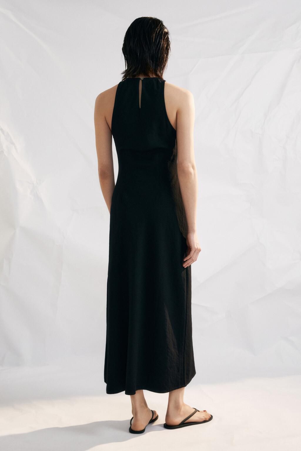 Платье-майка макси вискозное - цвет черный - 3