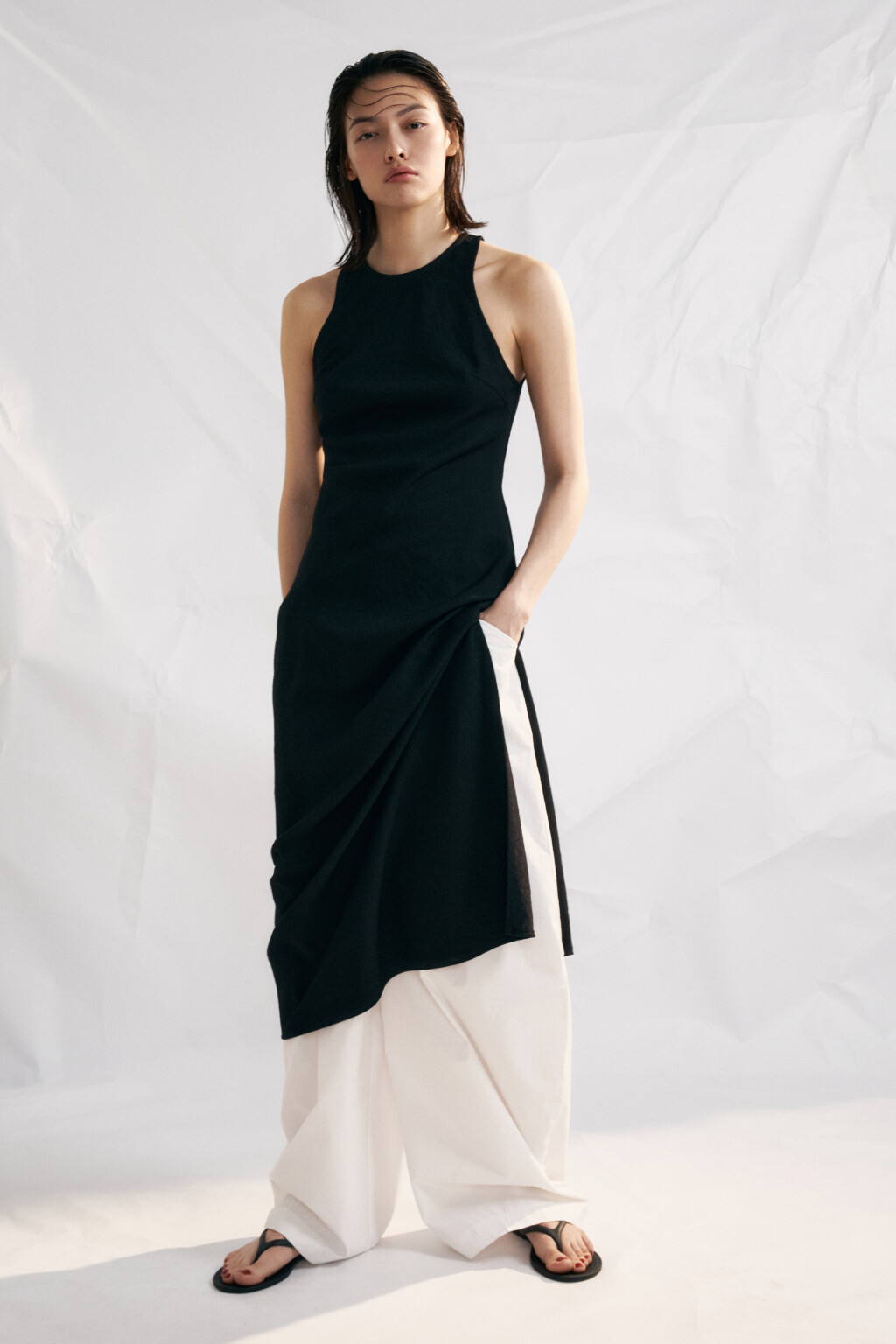 Платье-майка макси вискозное - цвет черный - 4