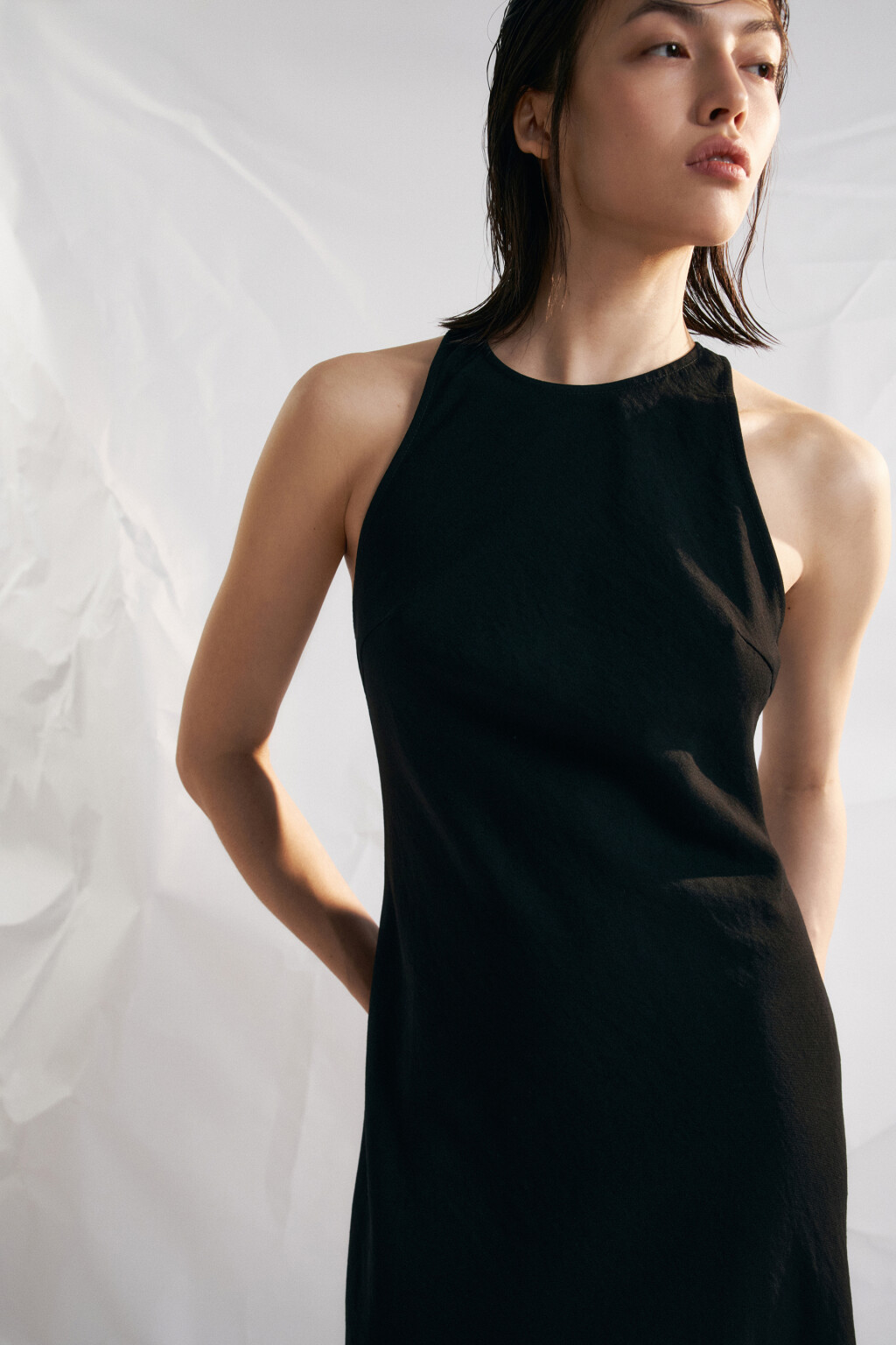 Платье-майка макси вискозное - цвет черный - 5