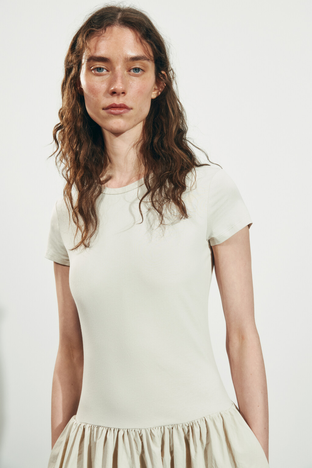 Платье-баллон макси хлопковое с пышной юбкой - цвет молочный - 6