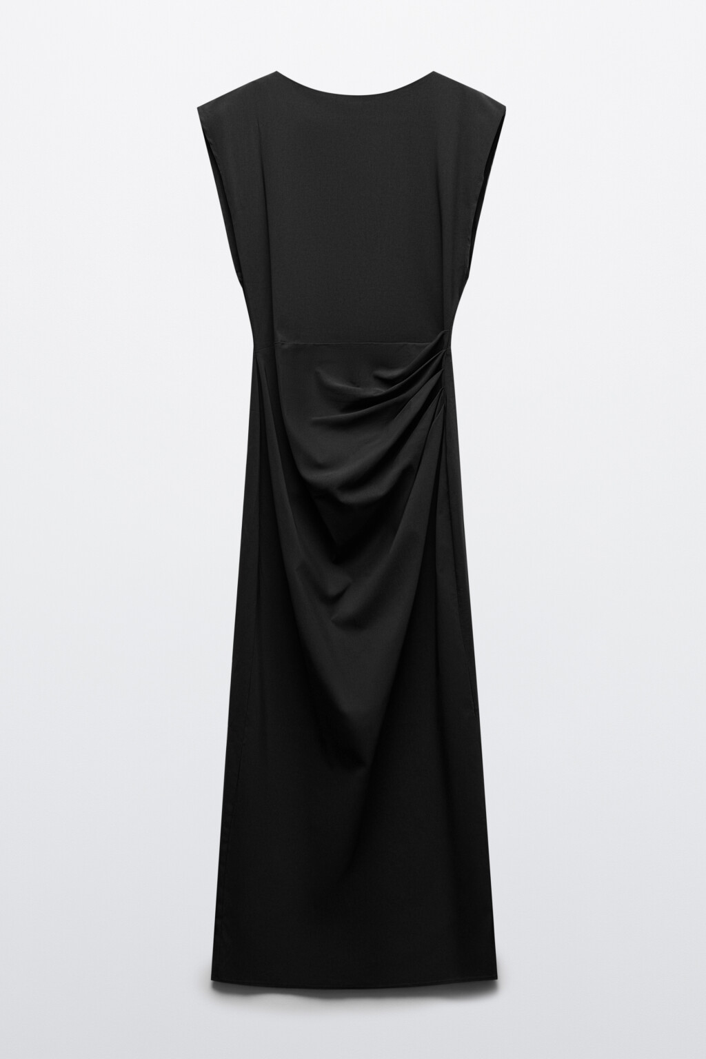 Платье миди облегающее со сборкой сбоку - цвет черный - 1