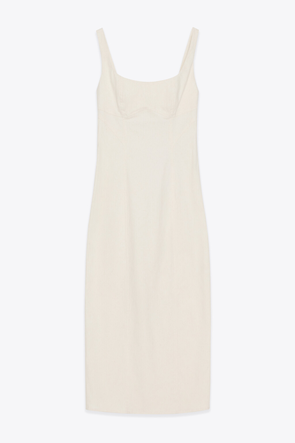 Платье-сарафан облегающее миди вискозное - цвет молочный - 1