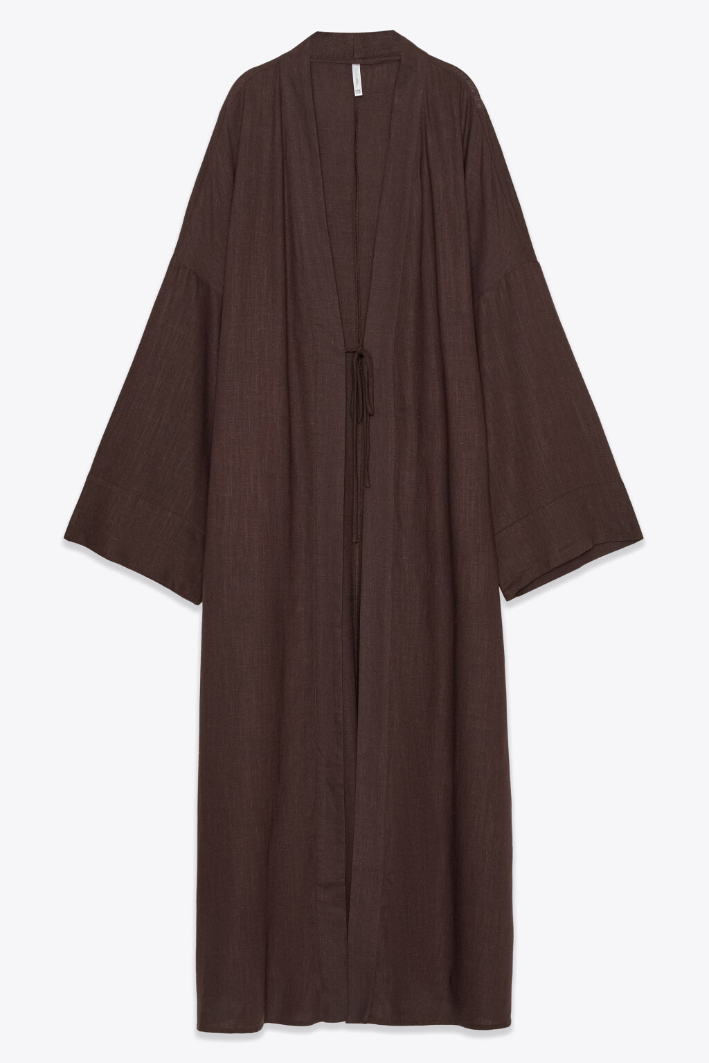Кимоно на завязках вискозное со льном - цвет коричневый - 6