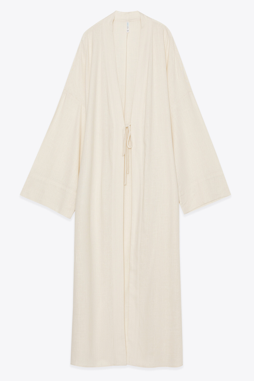 Кимоно на завязках вискозное со льном - цвет молочный - 6