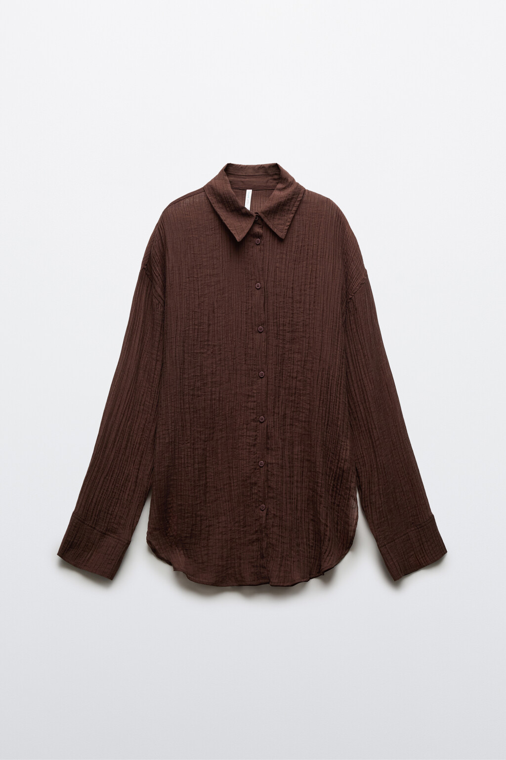 Рубашка оверсайз из фактурного лиоцелла - цвет коричневый - 9