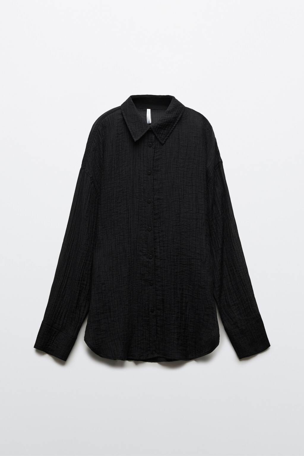 Рубашка оверсайз из фактурного лиоцелла - цвет черный - 8