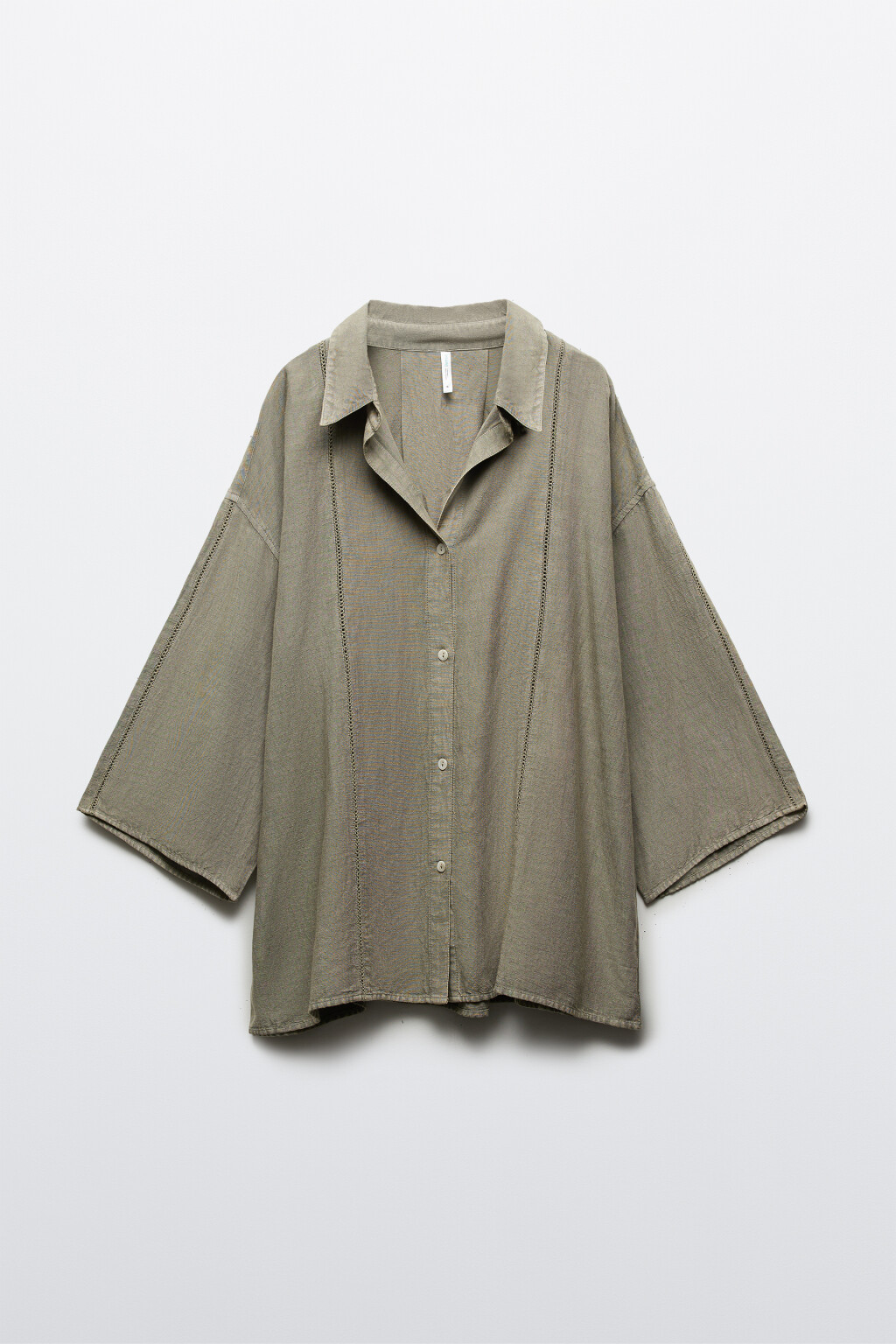 рубашка оверсайз с коротким рукавом - цвет зеленый - 8