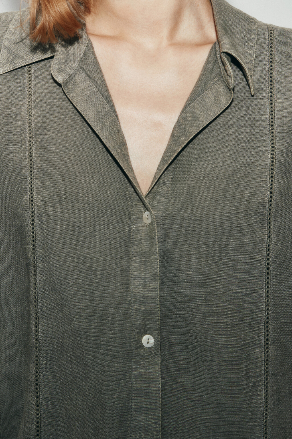 рубашка оверсайз с коротким рукавом - цвет зеленый - 6