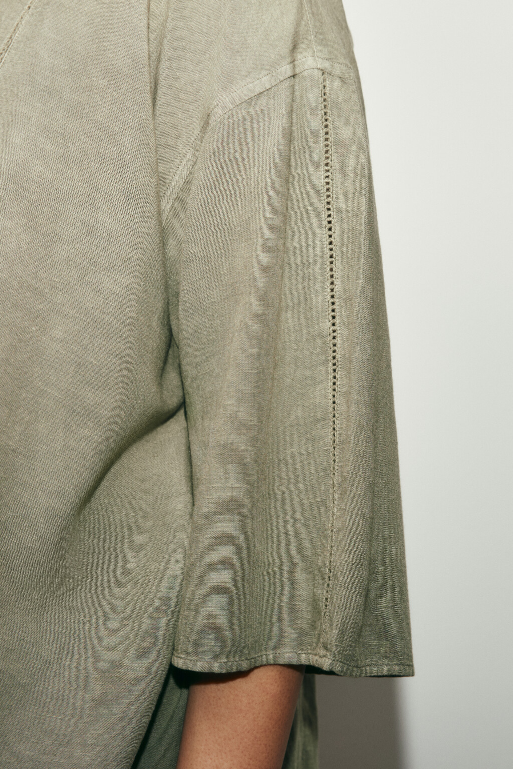 Рубашка оверсайз с коротким рукавом - цвет зеленый - 7