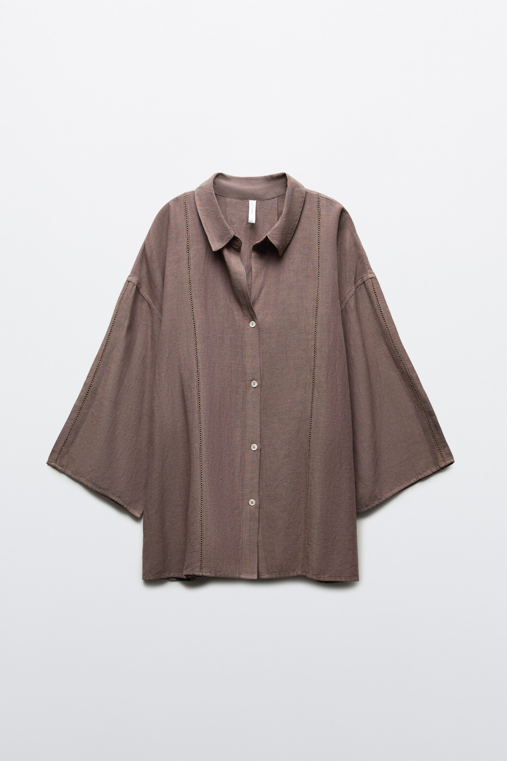 Рубашка оверсайз с коротким рукавом - цвет коричневый - 7