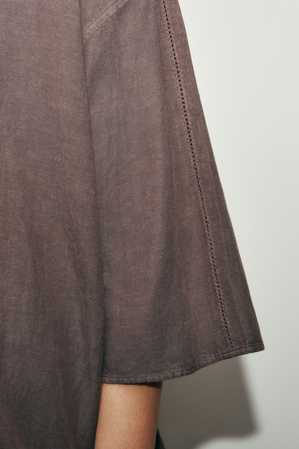 Рубашка оверсайз с коротким рукавом - цвет коричневый - 6