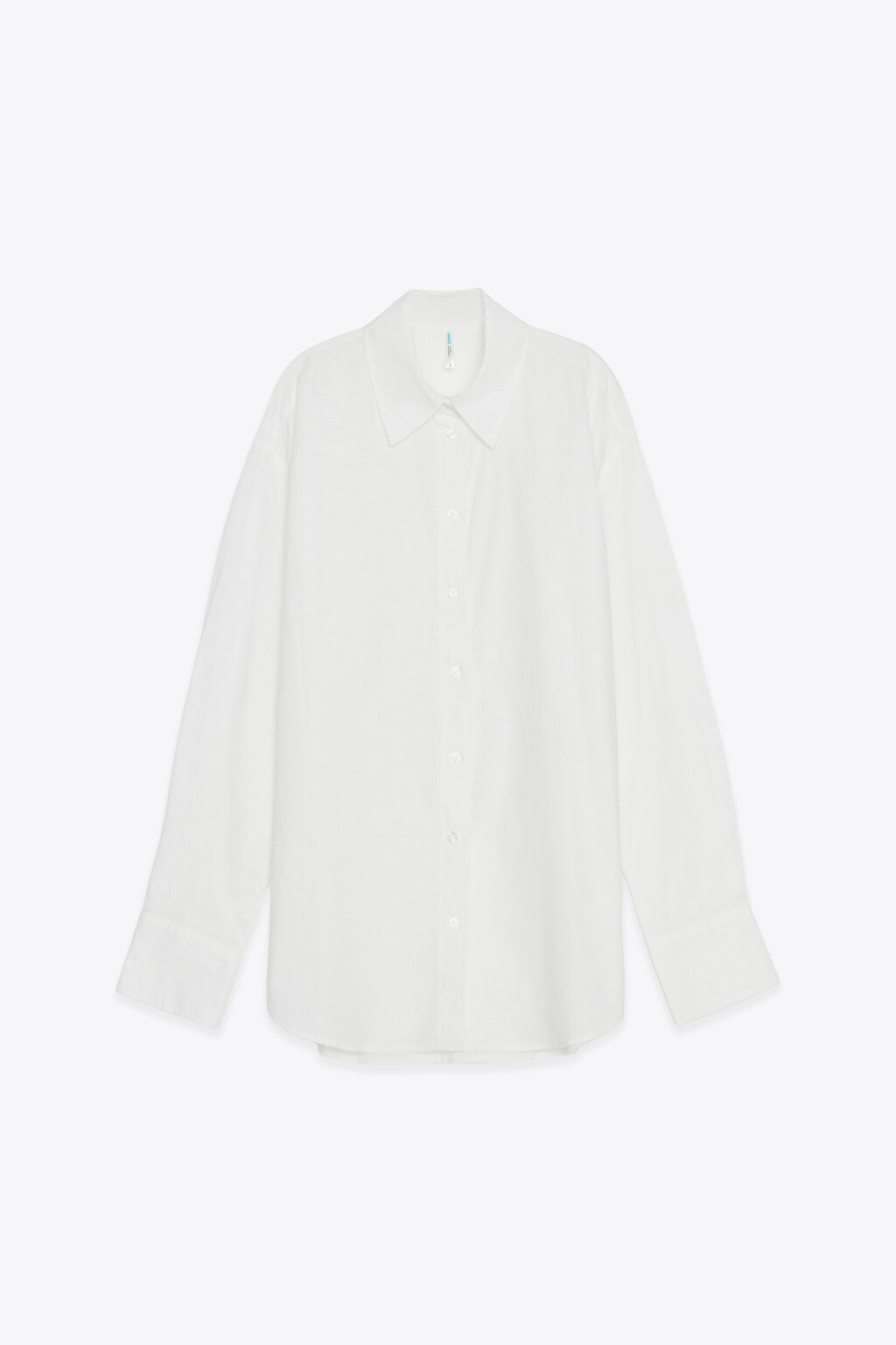 Рубашка оверсайз из хлопка со льном - цвет белый - 7