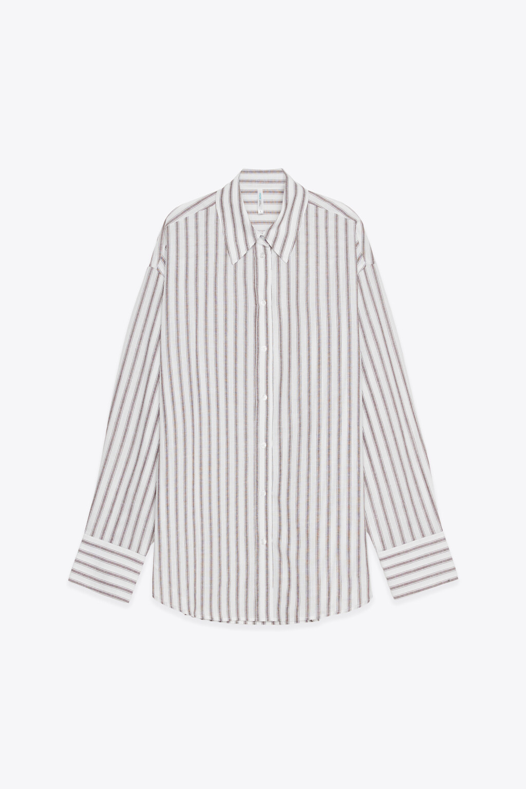 Рубашка оверсайз из хлопка со льном - цвет коричневый - 1