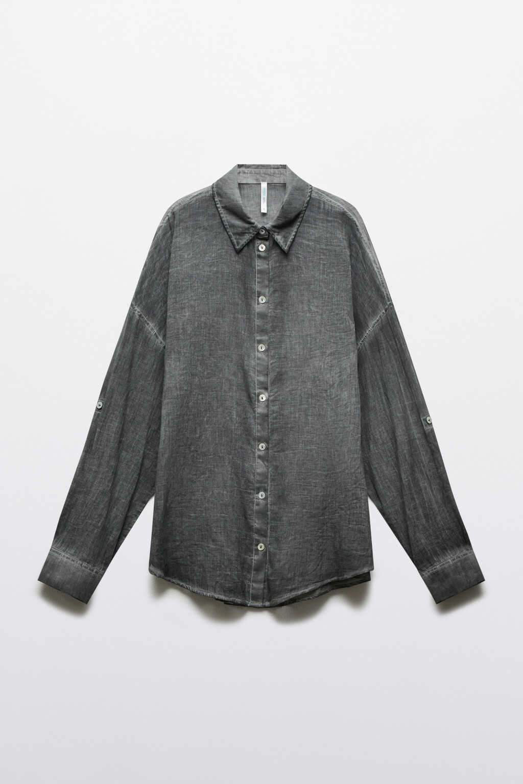 Рубашка хлопковая оверсайз - цвет серый - 1