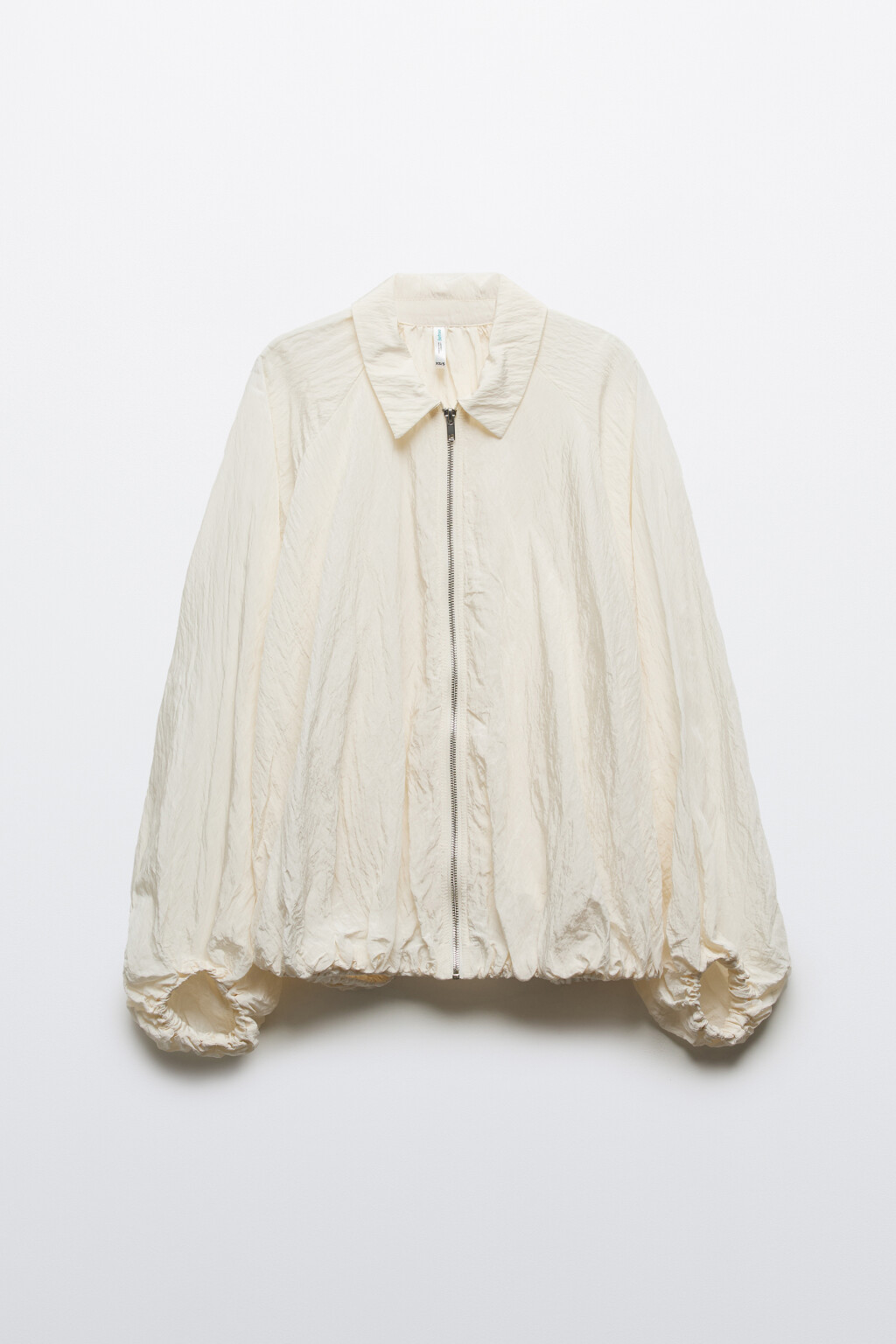 Блузка на молнии с отложным воротником - цвет молочный - 1
