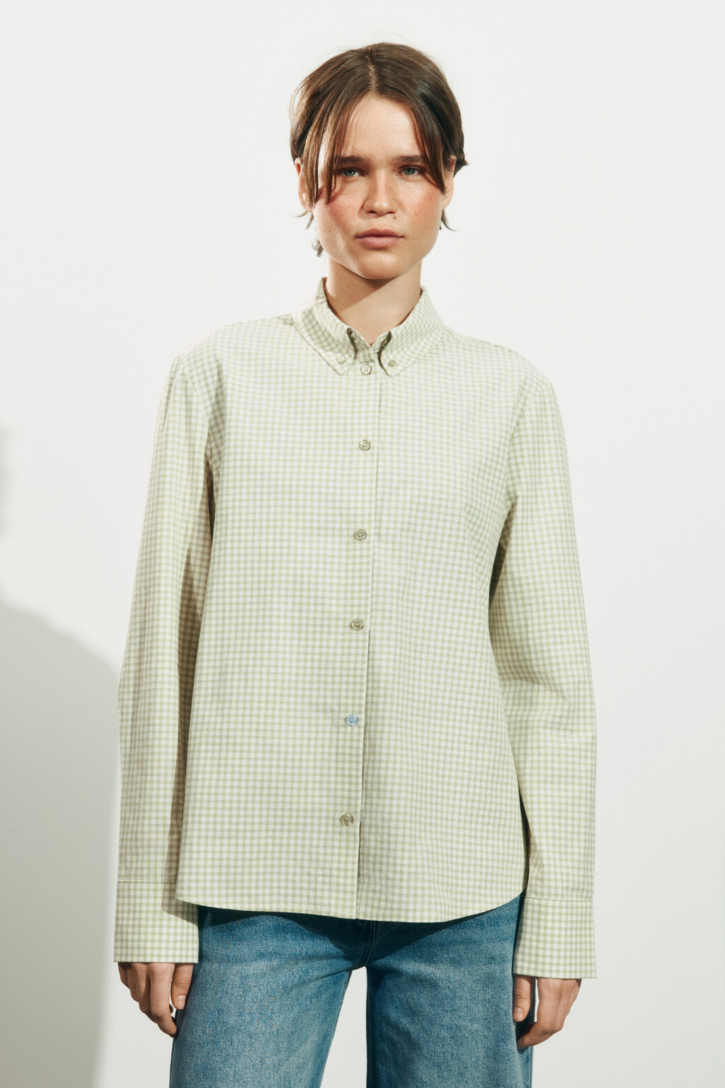 Рубашка прямая в клетку - цвет зеленый - 3