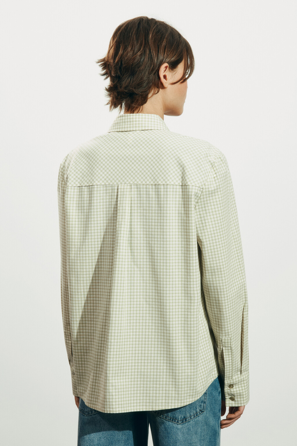 Рубашка прямая в клетку - цвет зеленый - 4