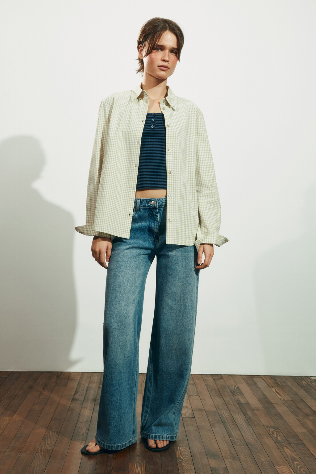 Рубашка прямая в клетку - цвет зеленый - 5