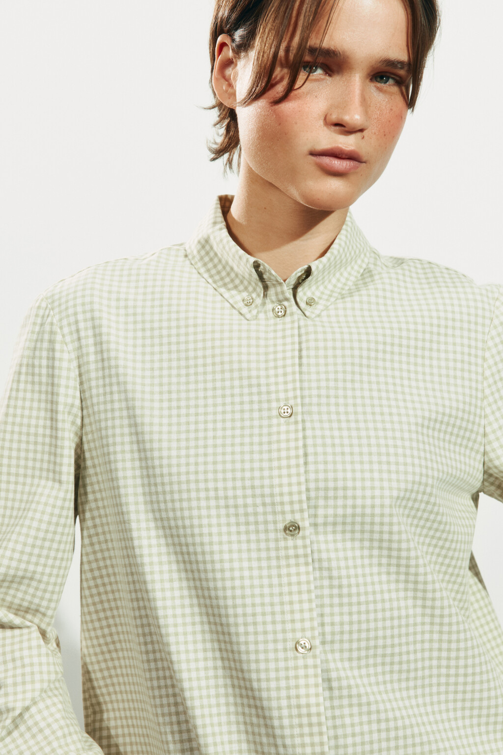 Рубашка прямая в клетку - цвет зеленый - 6