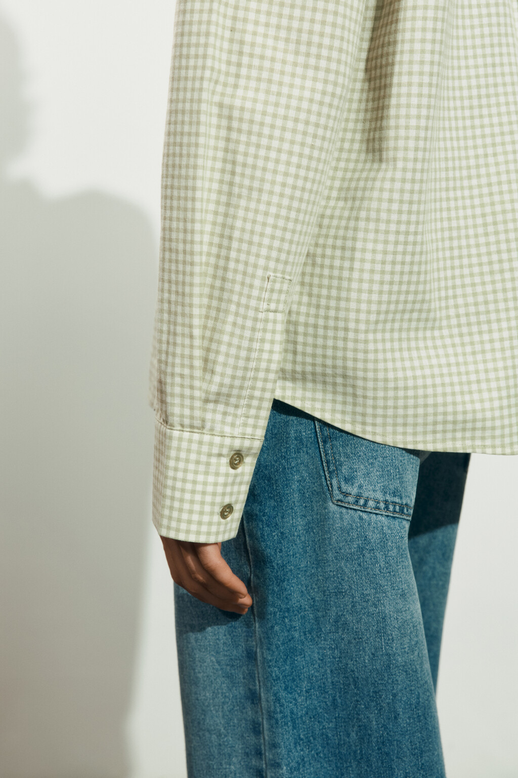 Рубашка прямая в клетку - цвет зеленый - 7