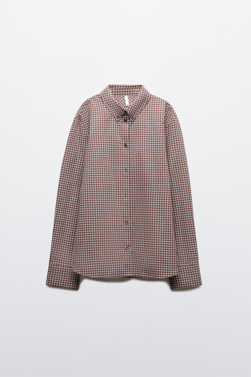 Рубашка прямая в клетку - цвет коричневый - 1