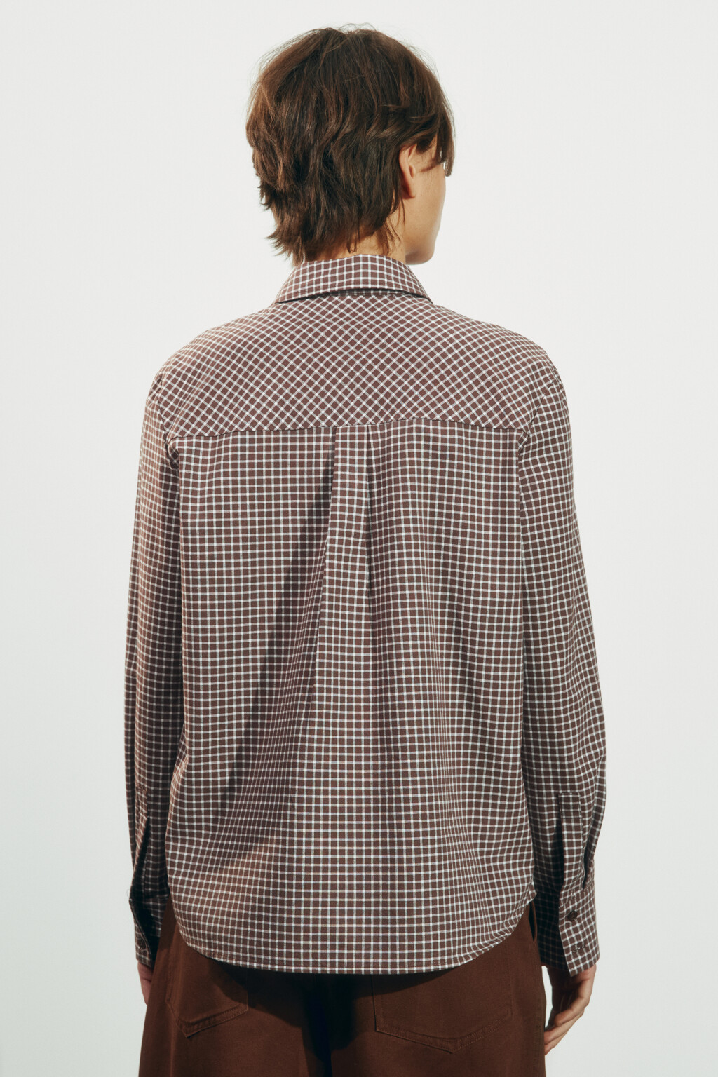 Рубашка прямая в клетку - цвет коричневый - 3
