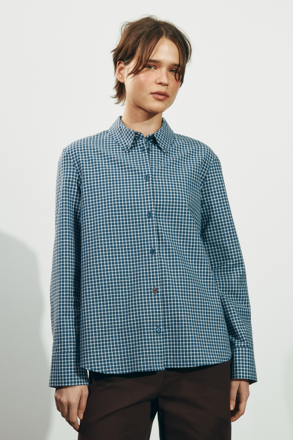 Рубашка прямая в клетку - цвет синий - 2